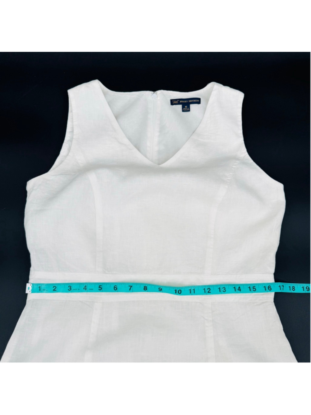 Brooks Brothers White Linen V Neck Sheath Dress Size 10 - Picture 9 of 10